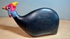 Hand Crafted South African Guinea Fowl Bird Vintage Folk Art Sculpture Signed