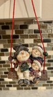 Vintage Snowman Family On Porch Swing Figurine Glitter Resin Christmas Decor