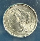 1867 Iii Cent Piece Anacs Au 50 Details Whizzed   flashy  