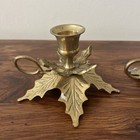 Vintage  Brass Leaf Pattern Candle Holder Pair Christmas Decorations