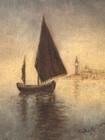 Antique 19th Century Nautical Boat Seascape Oil Painting Old Landscape 1890s