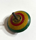 Vintage Litho Print Spinning Top Tin Toy 4  Red Yellow Green