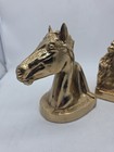 Vintage Horse Head Equestrian Pair Bookends  Metal Gold brass Tone