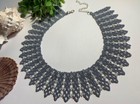 Beaded Necklace Grey Seed Bead Unique Designer Necklace For Women Summer Jewelry