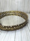 Vintage Hollywood Regency Gold Filigree Mirrored Vanity Tray  Perfume Makeup