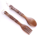 Vintage Mcm Wood Hand Carved Tiki Salad Spoon   Fork Serving Set 15    Wall Decor