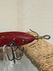 Rare Heddon 5 Hook Dowagiac Red Wooden Vintage Lure With Glass Eyes