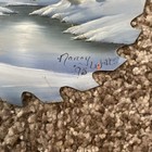 6    Hand Painted Saw Blade Winter Snow Scene W Cabin - Vtg 1995 Nancy Watts
