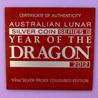 2012 Australia Year Of The Dragon 1 2 Oz Silver Proof Colorized Coin   Perth
