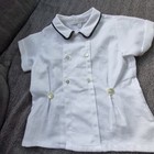 Vintage Italian Big Dolls Childs Teddy Bear Double Breasted White Cotton Top