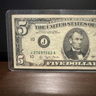 1977 Five Dollar Note Green Seal    5 Bill Vg-xf   Paper Estate Lot Currency