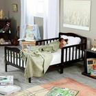 Baby Toddler Bed Kids Children Wood Bedroom Furniture W  Safety Rails Espresso