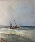 Yachting Seascape France   Large Original Antique Oil Canvas Hand Made  Framed