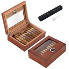 Cigar Humidor Glass Top Cigar Box With Hygrometer Humidifier And Divider Desktop