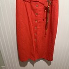 Vintage Linea Donna Orange Linen Shirt Dress Suede Beaded Belt Size 16