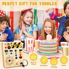 Busy Board With Led Light Montessori Toys For 1-3 Years Old Boys Girls Woode