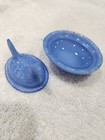 Blue Milk Glass Salt Dip Hen On Nest  Mini Hon