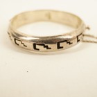 Vtg Sterling Silver Mexico Taxco  Link Cut-out 7 5  Bangle Bracelet - 32g