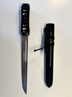 Custom T10 Folded Steel Japanese Tanto Sword Aikuchi Sharp Bohi Ray Skin Black