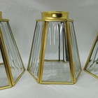 4 Brass   Wavy Clear Glass Light Shade For Ceiling Fan Fixture Hexagon 1970s
