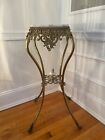 Antique French Brass And Marble Plant Stand Extra Tall