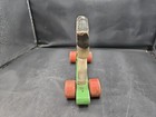 Vintage Wooden White   Black Horse Wheeled Pull Horse Toy