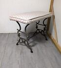Antique Victorian Gothic Ornate Cast Iron Base Vanity Bench stool Art Deco