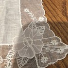 Vintage White Linen Hankie Embroidered Floral Net Lace Wedding Handkerchief