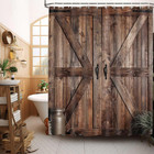 Rustic Barn Door Shower Curtain Set For Bathroom  Farmhouse Western Bathroom Dec