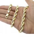 Certified Real 10k Yellow Gold Thick Rope Chain Necklace 22  10mm Diamond Cuts