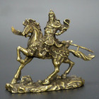 Chinese Old Collection Handwork Bronze Guan Yu Ride Horse Statue