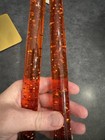 2 Vintage Lucite Taper Candles Orange Candlesticks Gold Flecks 11 5   
