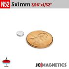 5mm X 1mm N52 Strong Rare Earth Neodymium Small Magnet Discs 5x1mm
