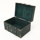 Vintage Pirate Treasure Chest Box     Wooden Antique Wood Storage Case With Lea   