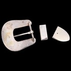 3-piece 1980s Ranger Western Engraved Vintage Belt Buckle Set By Alpaca Mexico