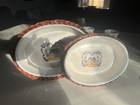 Teamson 1995 Country Home Oval Casserole Dish W Wicker Basket Set Of 2 See Pics