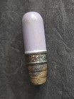 Antique Vintage Brass Thimble Finger Sewing Kit Travel Etui Spool Needle Holder