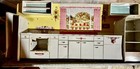 Vintage 1950s Wolverine Tin Litho Toy Kitchen Set Stove Sink Fridge Trio Playset