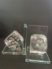 New 2 Crystal Glass Dice Bookends High Quality Craftmentship Heavyweight