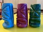 3 Bosko 2001 6 5 h Handmade Turquoise Blue Pink Green Ceramic Hawaiian Tiki Mugs