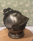Vintage Medieval Knights Helmet Decanter Shot Glass Holder Bar Set Mcm