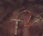 Rare Antique 21 Inch  Rosary Red Oddities Vintage Jesus Crucifix Mary Pope