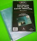 1000 European First Day Cover Poly Sleeves  Archival Safe  Clear  Bcw Brand