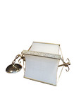 Vintage Metal Gothic Spanish Style Pendant Hanging Light Glass Circa 60s
