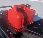 Everett Tunnel Mounted Gas Can Rack With Red Can For Polaris And Arctic Cat