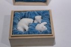 Star Marble Stone Carvings Marble Bear With Jade Fish   2 Cubs Figurines-boxed