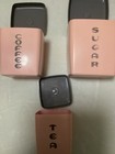Vintage Pink Gray Lustro Ware Plastic Canister Set 3 Sugar Coffee Tea 