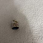 Thimble Vintage Brass   Cloisonne  Japanese Flowers Blue Interior