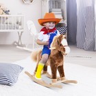 Qaba Kids Rocking Horse  Plush Toddler Rocker  Wooden Base Ride-on Toy With H   