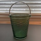 Fostoria Glass  2378 Green Uranium Glass 6  Ice Bucket With Metal Handle Uv Glow